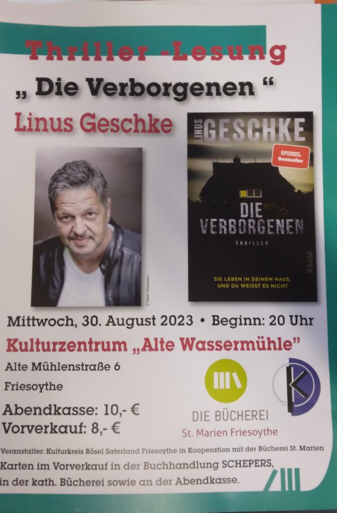 Thriller – Lesung am 30. August 2023 um 20 Uhr
