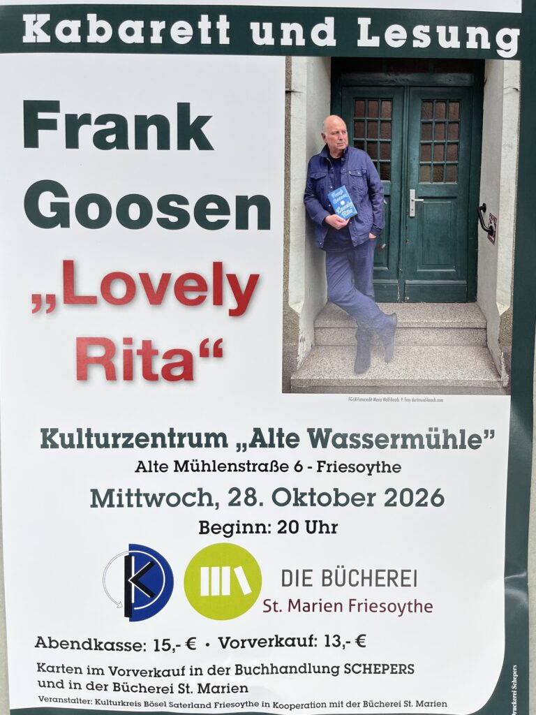 Lesung mit Frank Goosen am Mittwoch, 28.10.26 um 20 Uhr
